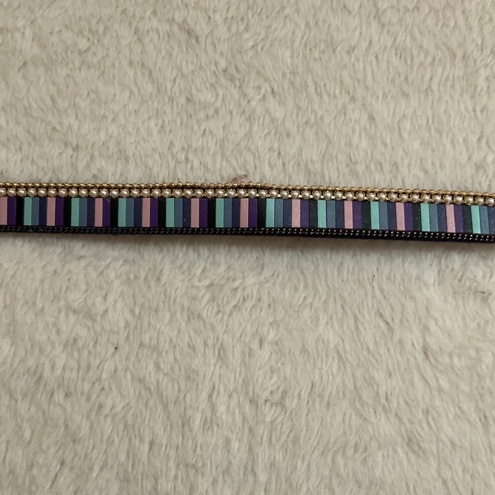 Gold-Tone Multicolor Beaded Bracelet Watch Strap - Women's Accessory